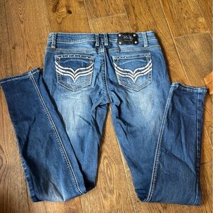 Vanity Women’s Y2K Faded Blue straight leg Jeans with Rhinestones 29/32